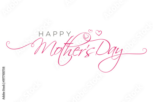 Happy Mothers Day Elegant Calligraphy Typography with Hearts-03