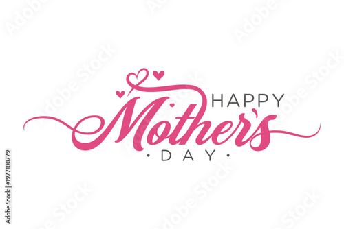 Happy Mothers Day Elegant Calligraphy Typography with Hearts-04