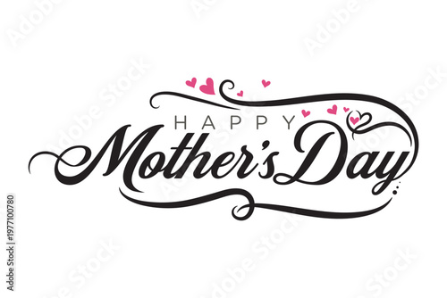 Happy Mothers Day Elegant Calligraphy Typography with Hearts-05