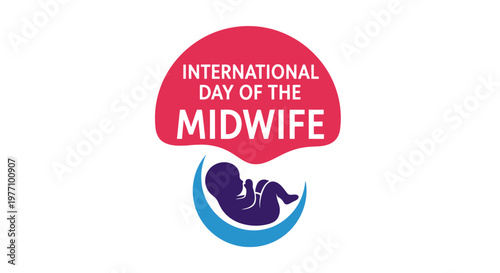International Day of the Midwife logo with a protective hand embracing a fetus icon, isolated on a white background.