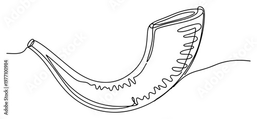 Fotografie Shofar ram horn Jewish ceremonial instrument in minimalist continuous line art s
