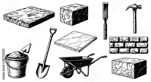 Masonry Construction Tools and Building Materials
