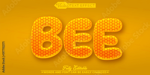  Bee Honey Nature Hive Floral Vector Fully Editable Smart Object Text Effect
