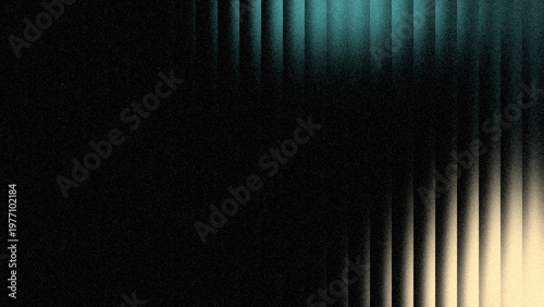 Dark grainy ribbed glass background with teal gradient and vertical wave lines for futuristic technology banner and noisy digital interface design