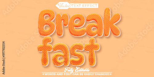 Breakfast Morning Fresh Food Energy Vector Fully Editable Smart Object Text Effect