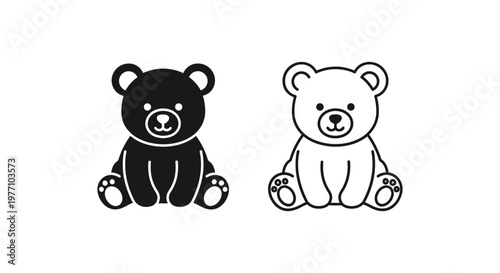 Cute Teddy Bears Design Icons Set Vector