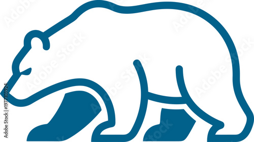 Minimalist outline of a walking grizzly bear can be Editable