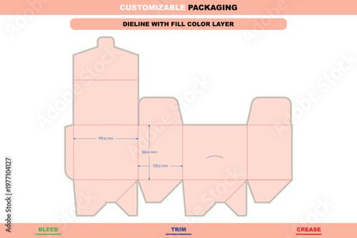 Customizable flip top boxes, auto lock bottom dieline, die cut template, printable packaging template, and printable structural folds accurate die line design
