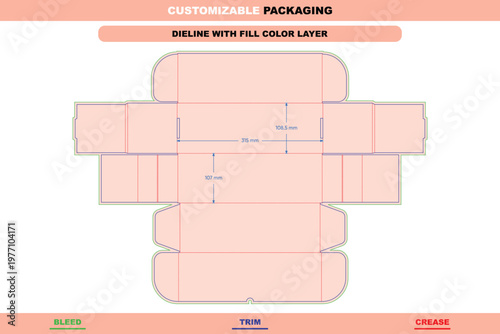 Flip top boxes double-tongue dieline, editable die cut line, folding carton packaging template, product packaging die line, and shipping-ready retail display solution