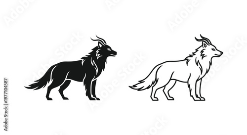 Wild Canine Mythical Creatures Illustration Guide Vector