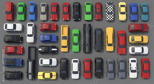 Collection of Toy Cars and Vehicles Lined Up.