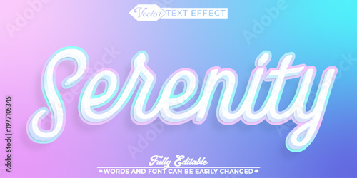  Serenity Stillness Balance Quiet Harmony Vector Fully Editable Smart Object Text Effect