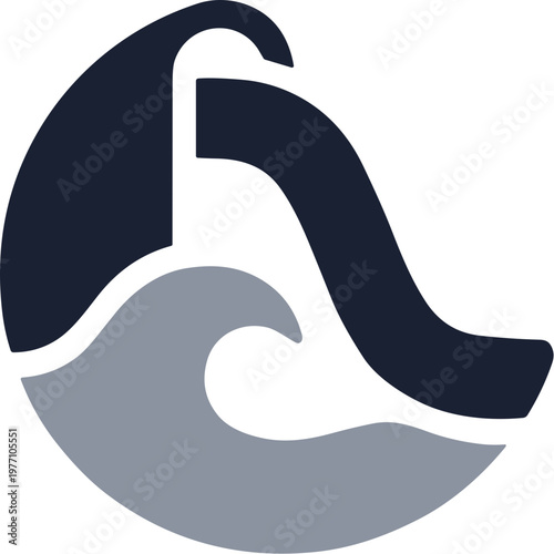 Modern Flat Design Slide and Water Wave Icon Simple Illustration