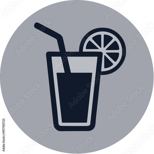 Minimalist Silhouette Drink with Citrus Slice Summer Beverage Icon