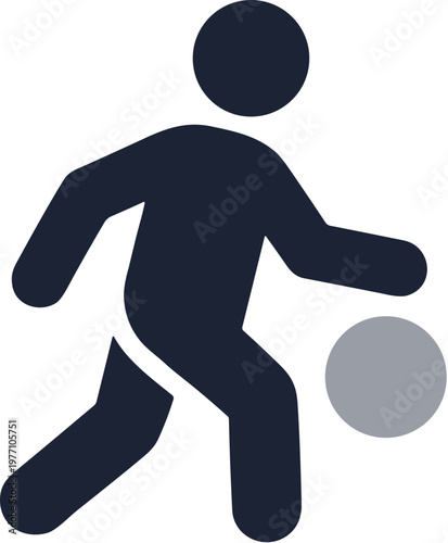 Simple Silhouette Basketball Player Dribbling Ball Action Sport Icon