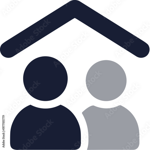 Flat Simple Housemate Person Under Roof Residence Home Illustration