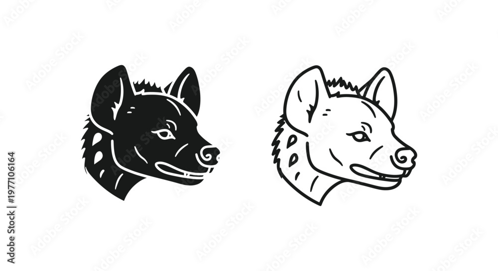 Fototapeta premium African Wild Dog vs Grey Wolf Sketch Guide Vector