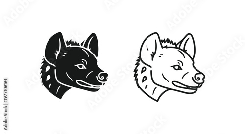 African Wild Dog vs Grey Wolf Sketch Guide Vector