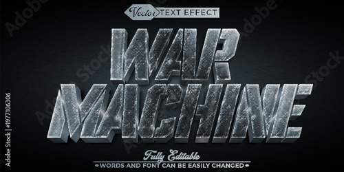 Heavy Armored War Machine Metal Typography Vector Fully Editable Smart Object Text Effect