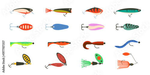 Fishing baits collection. Fishing lure vector
