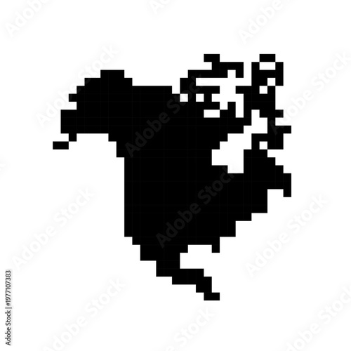 America pixel map. north america continent pixelated
