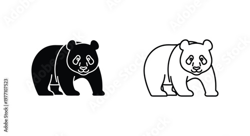 Black and White Panda Bears: Iconic Nature Symbols Vector