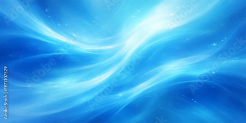 Bright abstract blue background with flowing waves of light and motion creating a texture of summer sunlight on water under a clear sky