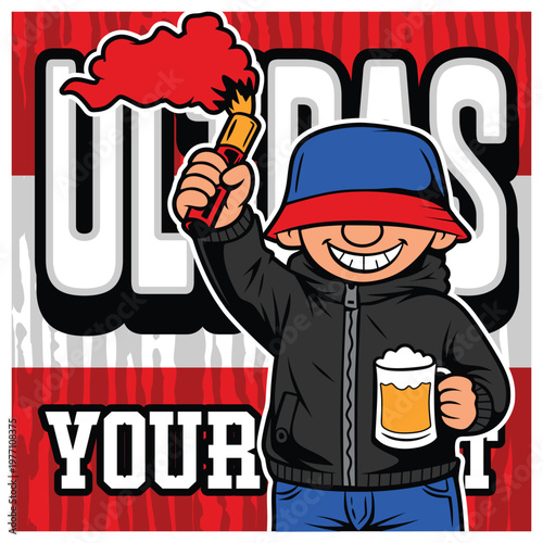 ultras sticker casual hooligan football fans logo vector design