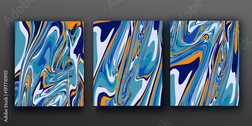 Mixture of acrylic paints. Liquid marble texture. Fluid art. Applicable for design cover, presentation, invitation, flyer, annual report, poster and business card, desing packaging. Modern artwork