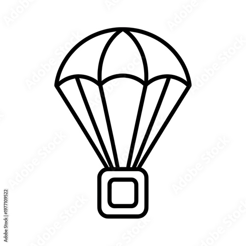 Parachute Line Icon with Suspended Box