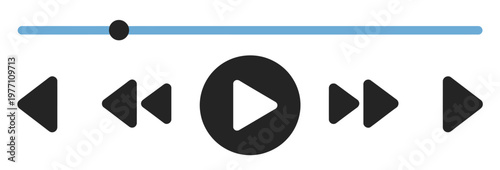 Media player control buttons with progress slider bar for video and audio interface design