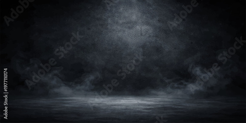 A dark texture of smoke and steam rises like a storm cloud against a black backdrop with subtle blue light motion