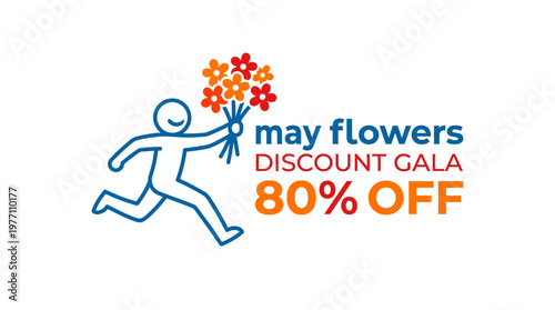 May Flowers Discount Gala Advertisement With Floral Delivery Concept
