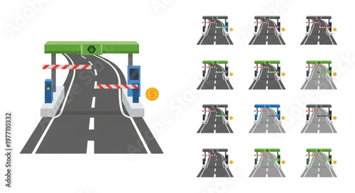 Toll Booth Collection Point on Highway with Multiple Options.