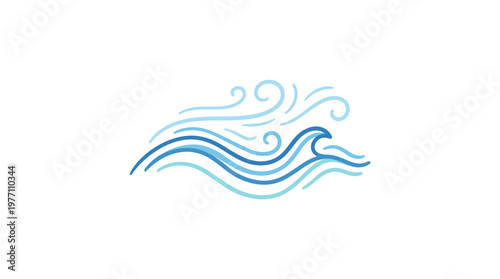 Abstract Ocean Waves and Wind Symbol Design