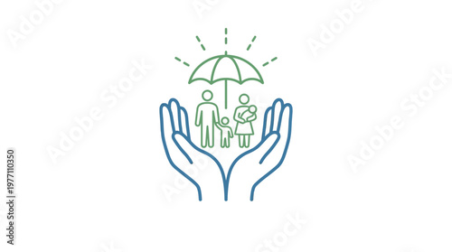 Family Under Protection Insurance and Security Concept