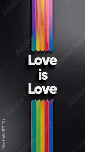 Colorful vertical stripes with the phrase 