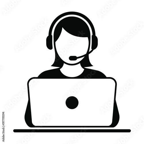 Customer Support Agent Silhouette – Woman Helping Clients Icon