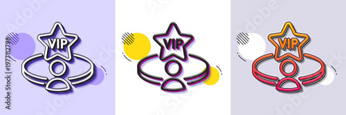 Vip casino table line icon. Halftone dotted pattern. Gradient icon with grain shadow. Very important person service sign. Member club privilege symbol. Line vip table icon. Various designs. Vector