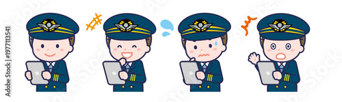 タブレットを使う「パイロット」の男性