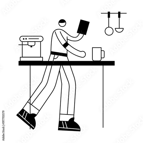 A sketchy illustration showing a character watching recipe