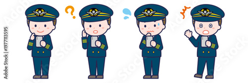 スマートフォンを使う「パイロット」の男性