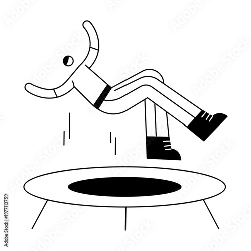 A sketchy illustration showing a person enjoying trampoline jump