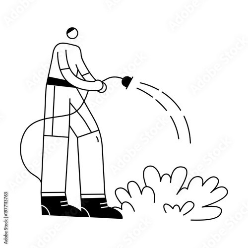 A doodle illustration depicting a hose man