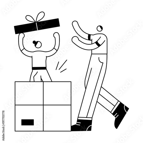 A hand drawn illustration showing two people sharing surprise