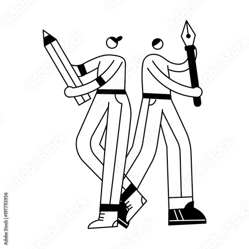 A hand drawn illustration showing a design team