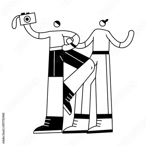 A sketchy illustration showing two friends capturing photos