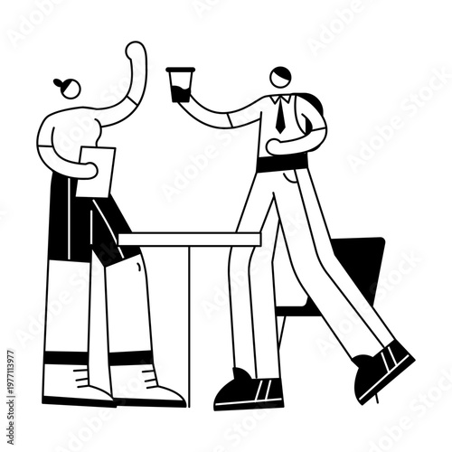 A doodle illustration depicting two classmates