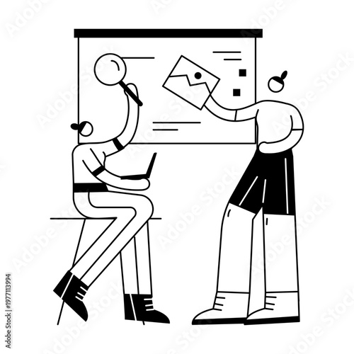 A hand drawn illustration showing friends working on college project