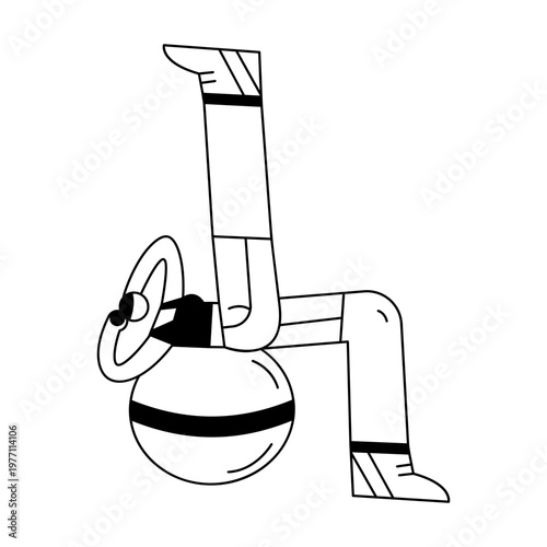 A sketchy style illustration showing a character using fitness ball